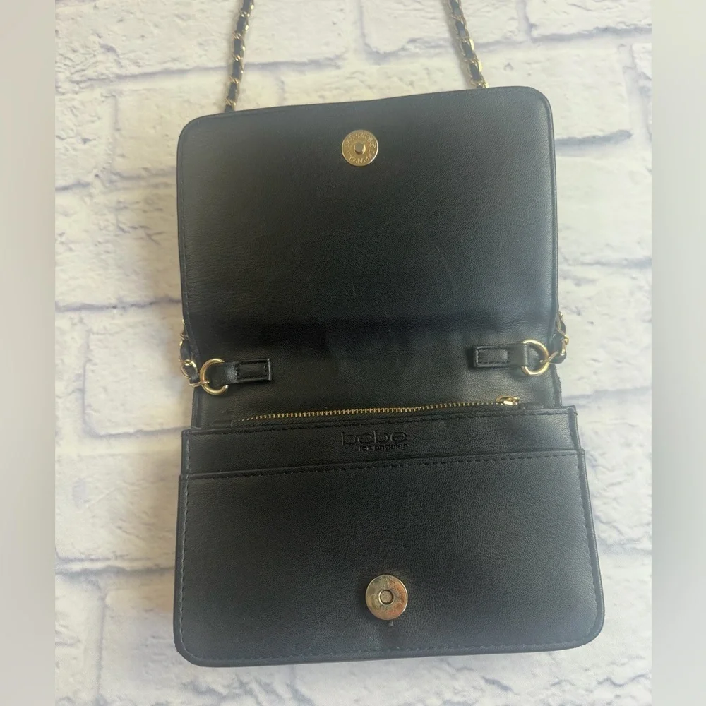 Bebe Black Quilted Crossbody Bag with Chain Strap. - Picture 6 of 9